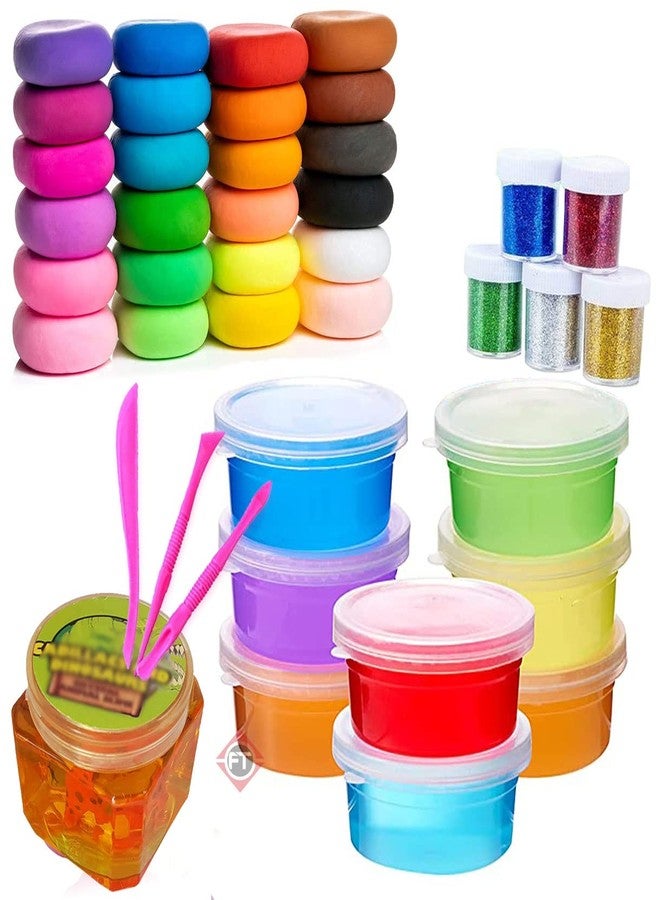 Firstly Traders Slime Kit for Girls & Boys | Toys for Kids Aged 7-12 Years | 1 Unicorn Slime, 6 Crystal Slime and 12 Air Dry Clay | Birthday Gift and Toy for Boys and Girls | Multi Color - Image 1